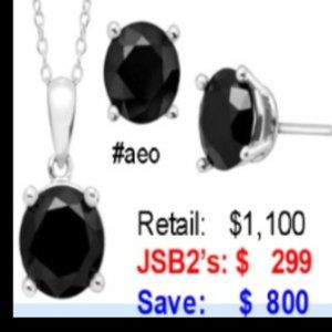 RARE BLACK DIAMONDS EARRING & NECKLACE SET